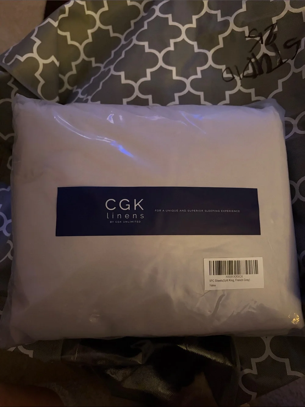 NWT grey 5-Piece Split King Microfiber Sheet Set